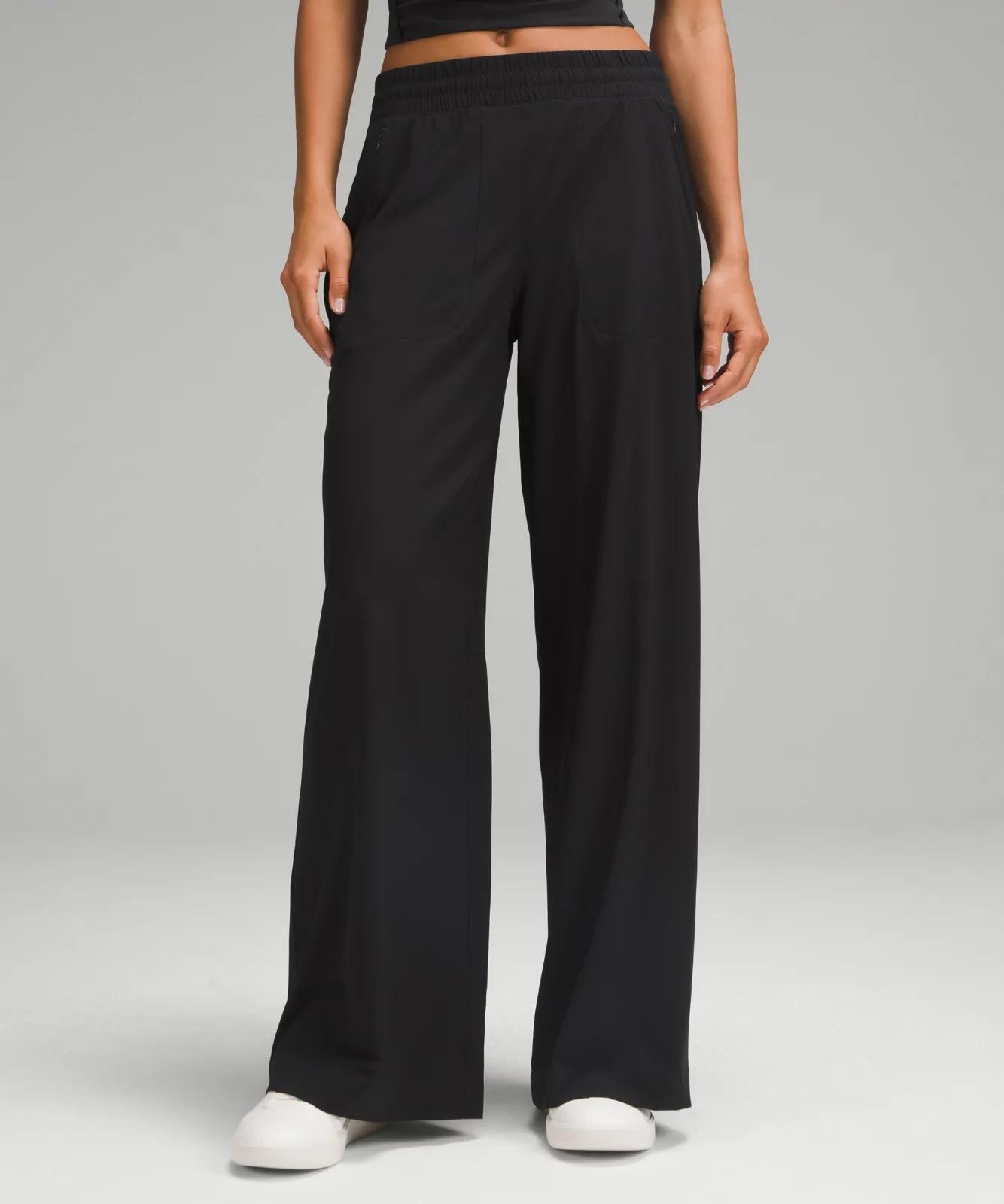 4 - Lululemon Black Elastic Waist Swift Mid Rise Wide Leg Athletic Pants 0312IG