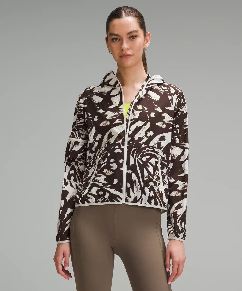 4 - Lululemon $168 Brown & White Patterned Packable Run Jacket NEW 0703SC