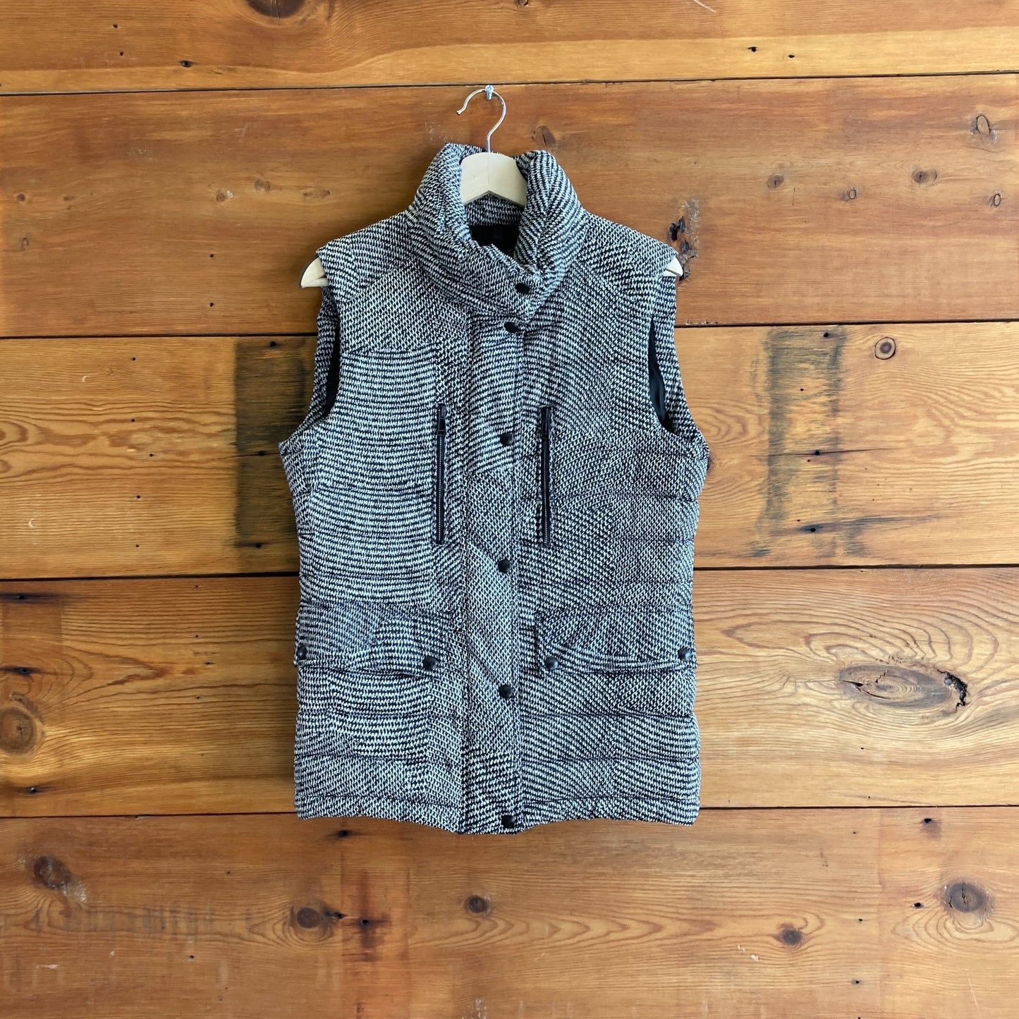 M / L - Belstaff Black & White Patterned Down Fill Zip Up Puffer Vest 0826NH