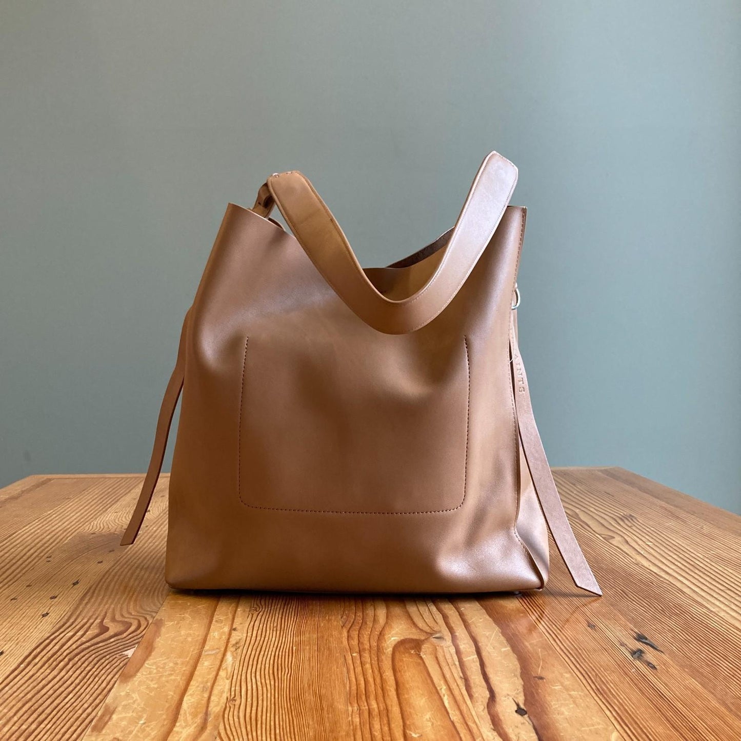 AllSaints $348 Light Caramel Leather Paradise North South Tote Bag Purse 0919LF