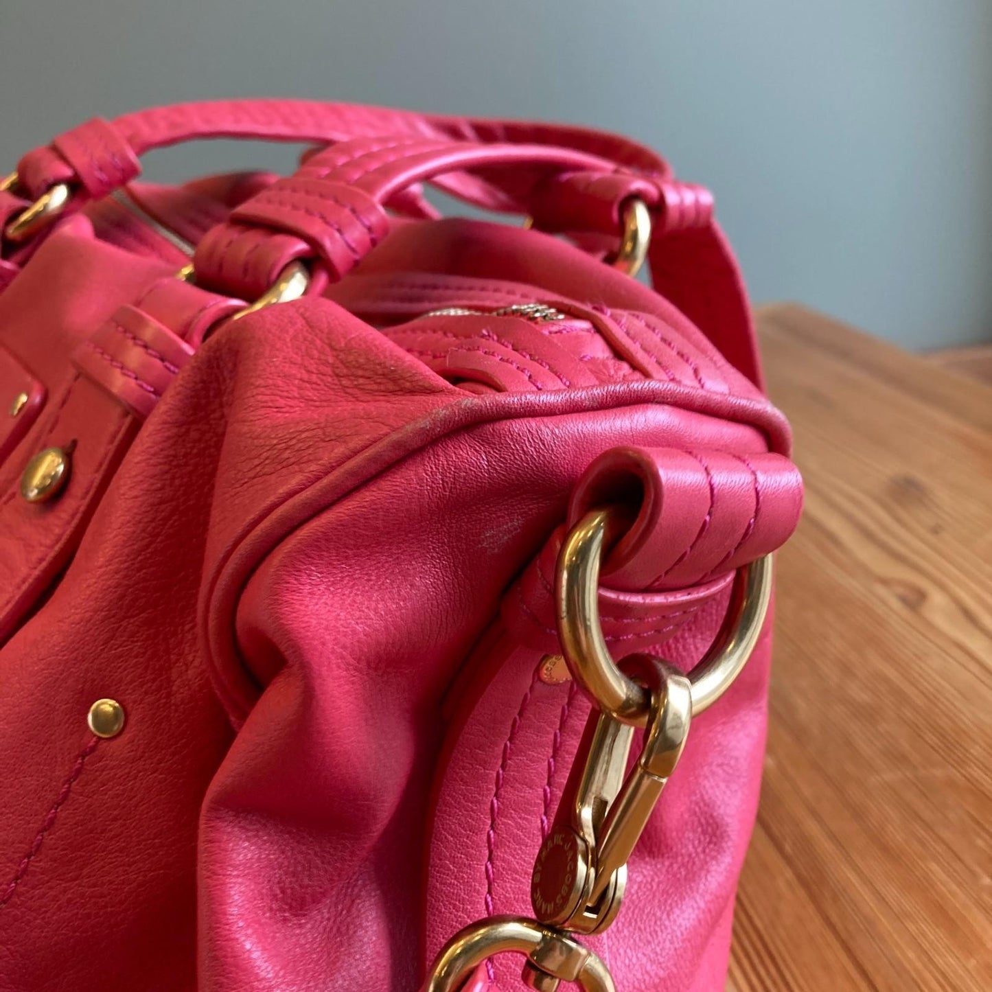 Marc Jacobs Coral Pink Smooth Leather Bolsa Totally Turnlock Purse Bag 0919LF