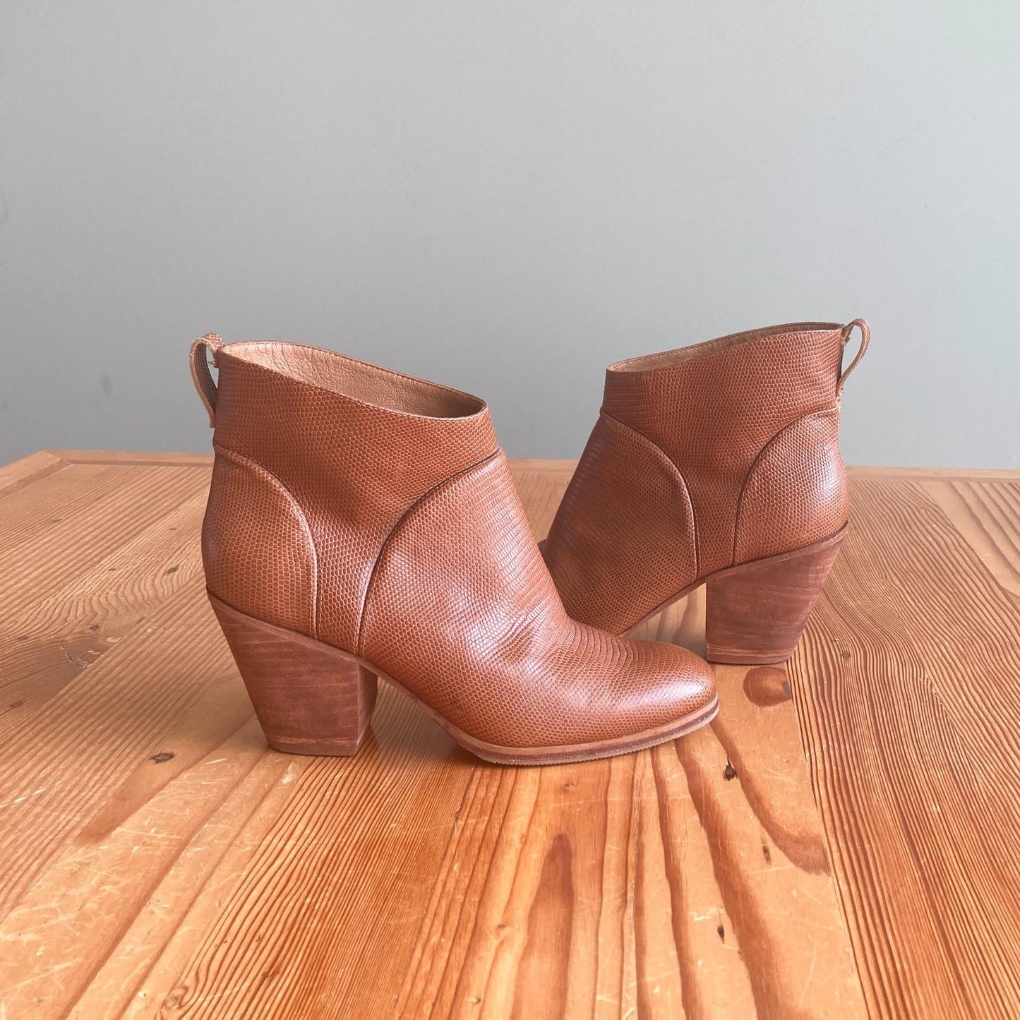 8.5 - Rachel Comey Brown Embossed Leather Heeled Ankle Boots 1005SS