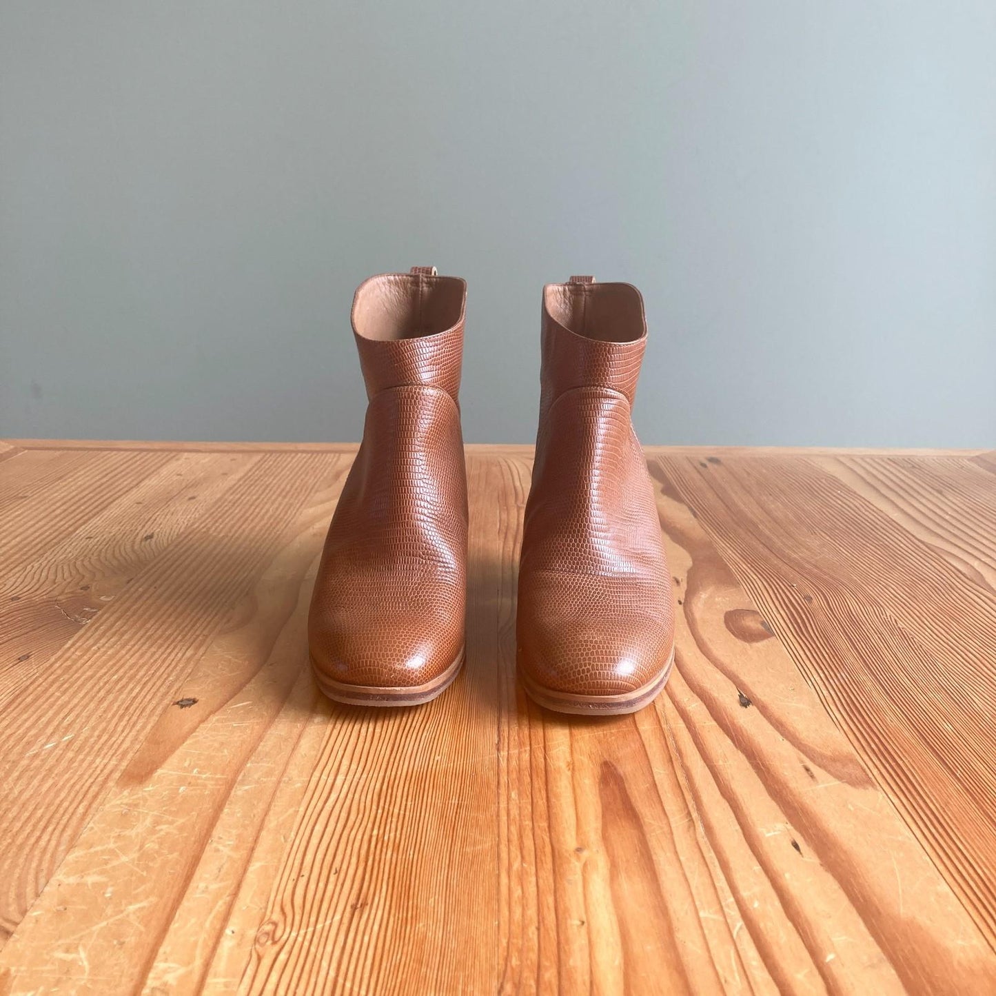 8.5 - Rachel Comey Brown Embossed Leather Heeled Ankle Boots 1005SS