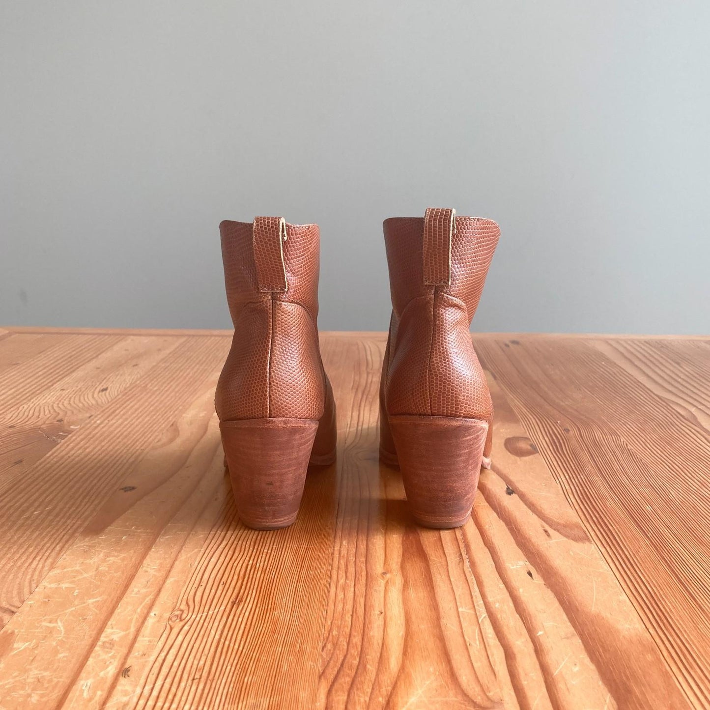 8.5 - Rachel Comey Brown Embossed Leather Heeled Ankle Boots 1005SS