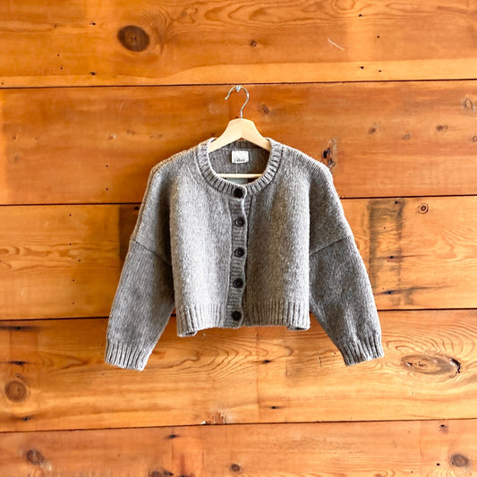 OS - Babaa Gray Brown No61 Wool Knit Cropped Button Up Cardigan Sweater 1005SS