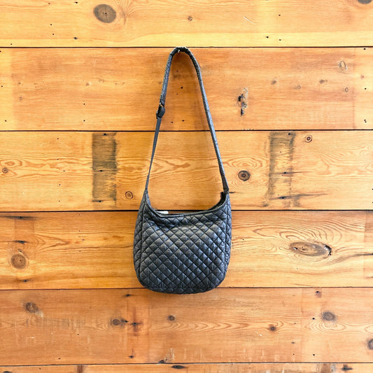 MZ Wallace Black Puffer Quilted Crossbody Zip Top Bag 1117KW