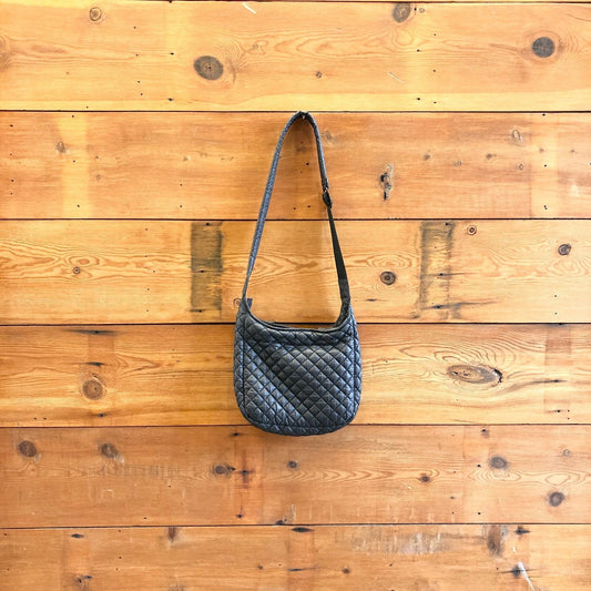 MZ Wallace Black Puffer Quilted Crossbody Zip Top Bag 1117KW