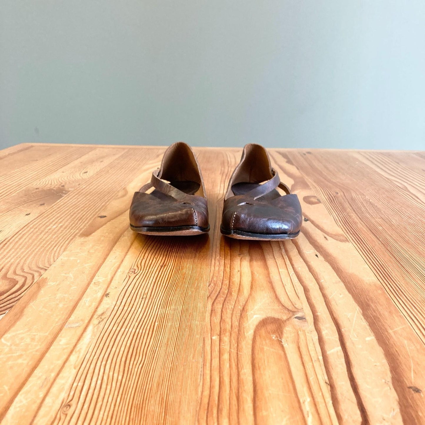 39 / 9 - Cydwoq Brown Leather Hand Made Cut Out Unique Flats Shoes 0721DK