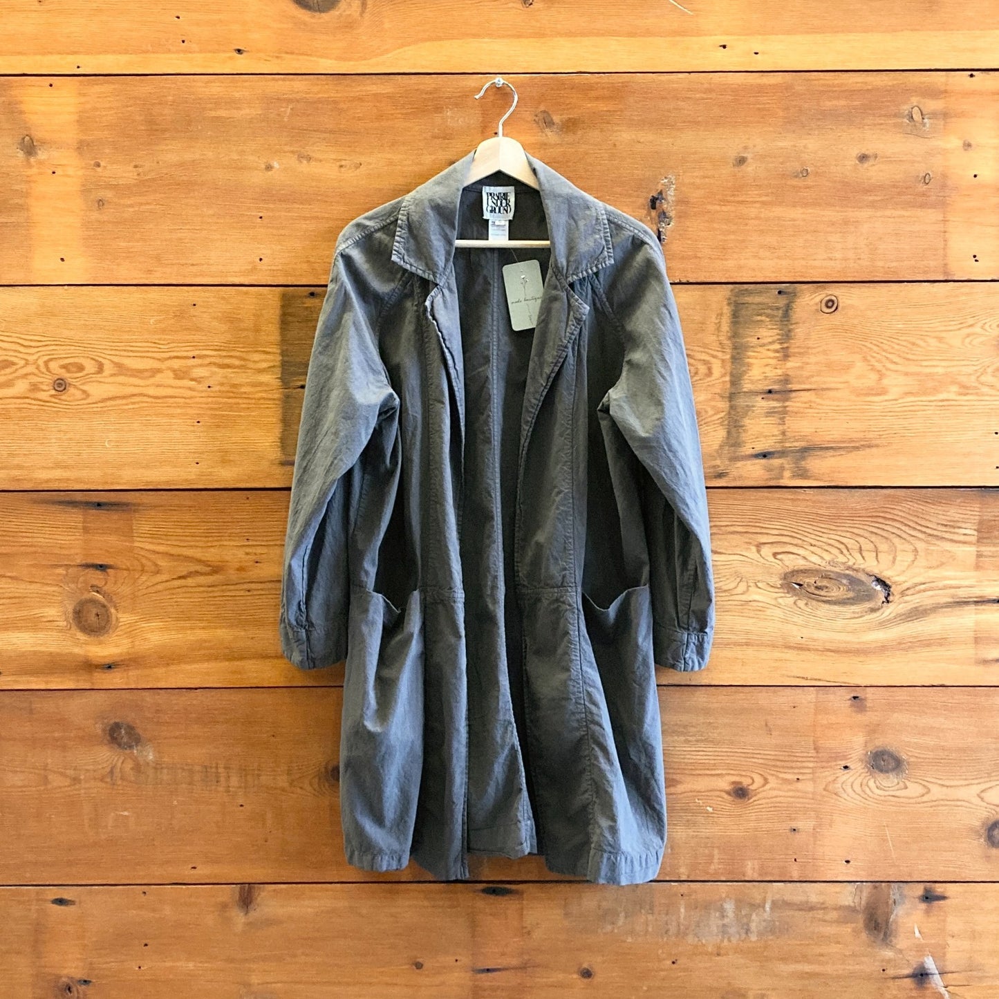 S - Prairie Underground Gray Organic Cotton Open Front Jacket 0805AY