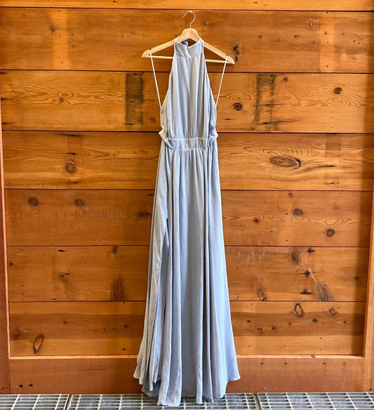 10 - Reformation NEW Mineral Blue Andee Halter Tie Neck Full Length Dress 1005LW