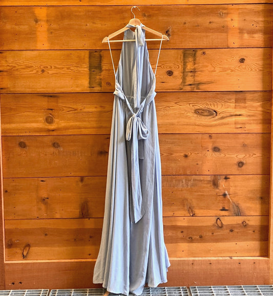 10 - Reformation NEW Mineral Blue Andee Halter Tie Neck Full Length Dress 1005LW