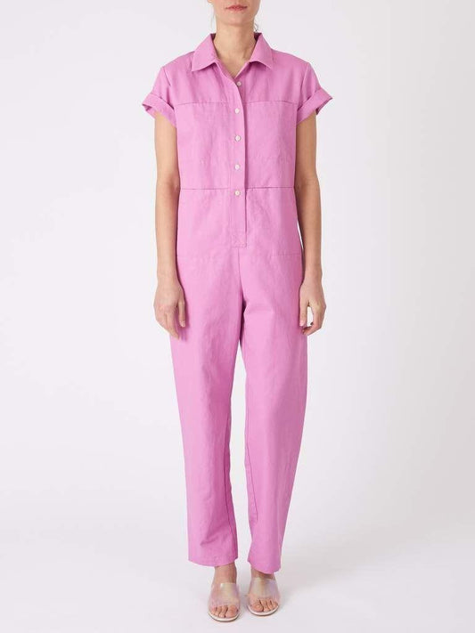 4 - Ilana Kohn Pink Short Sleeve Button Front Tia Coverall Jumpsuit 0805AY