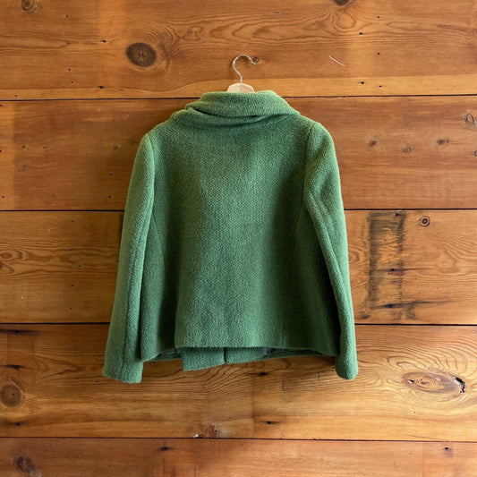 S - Itala Testino Green Suri Alpaca & Wool Blend Boxy Fit Jacket 0606RO