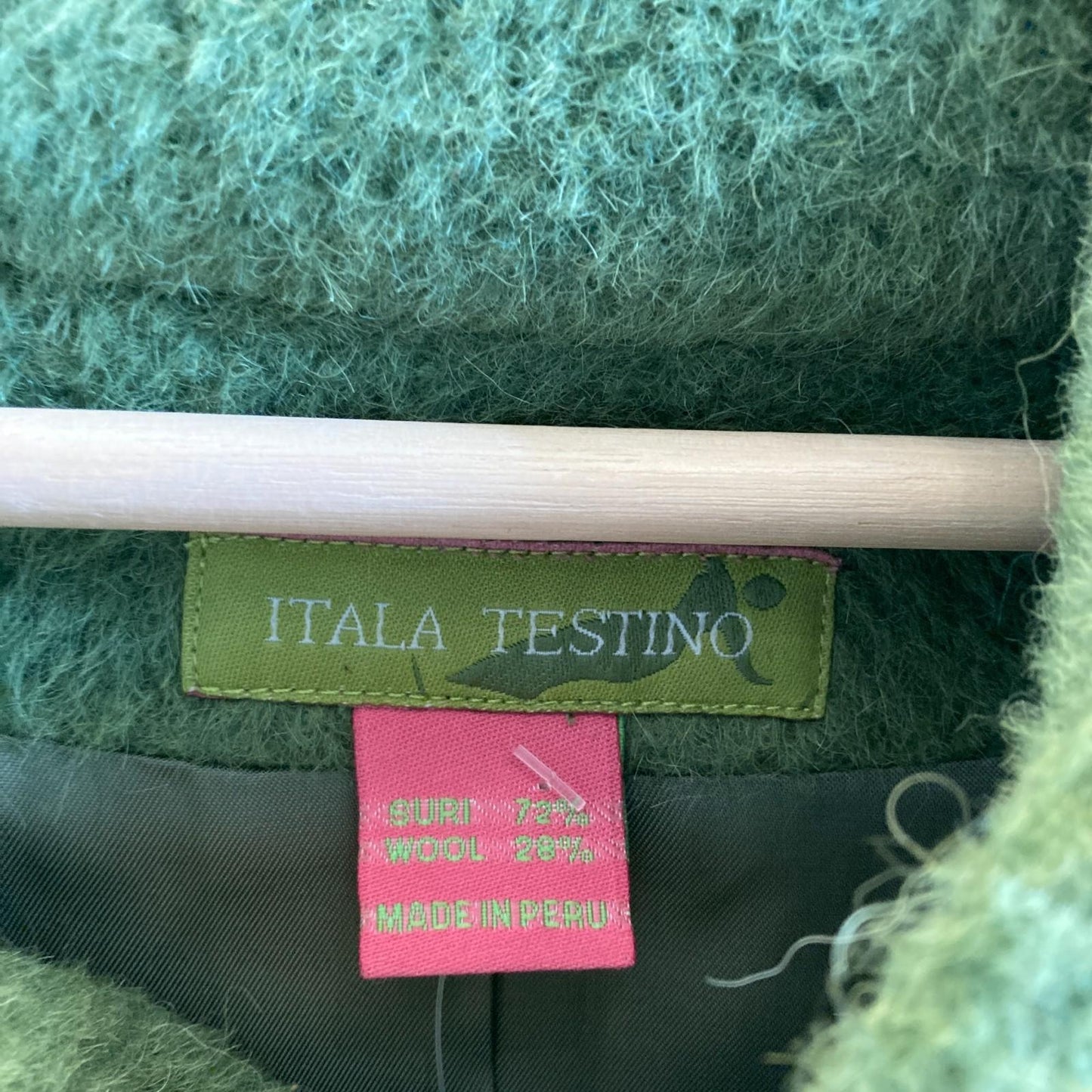S - Itala Testino Green Suri Alpaca & Wool Blend Boxy Fit Jacket 0606RO