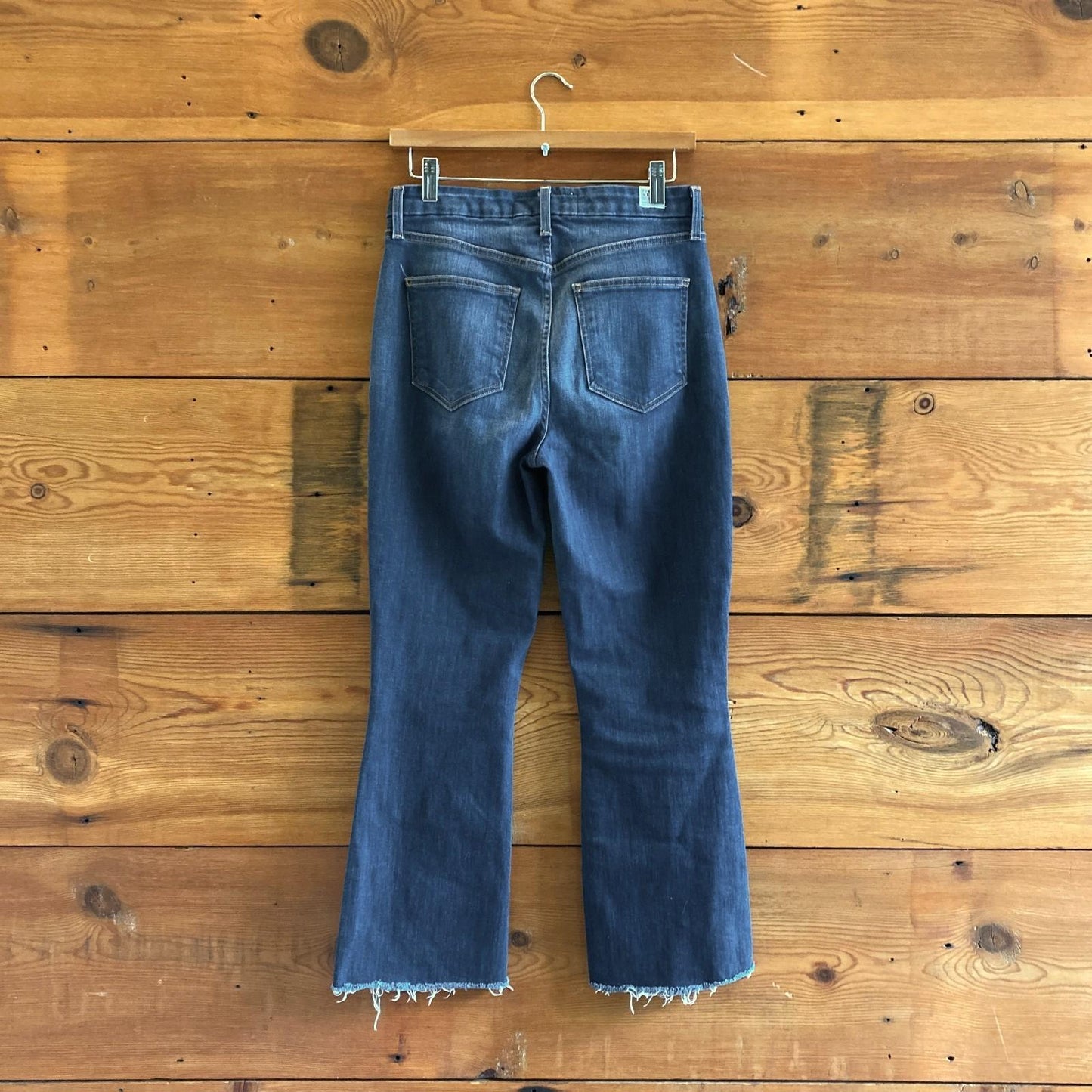 28 - Frank and Eileen $298 2003 Dark Crop Flare Killian Raw Hem Jeans 1002MG