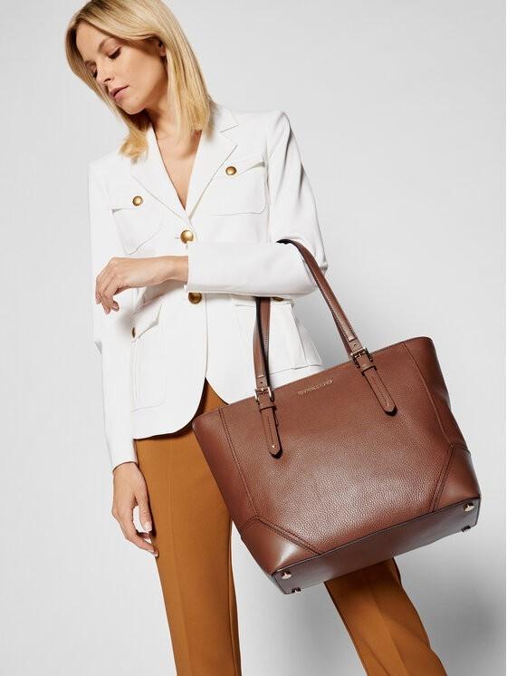 Michael Kors Chestnut Brown Pebbled Leather Aria Tote Bag Purse 0826NH
