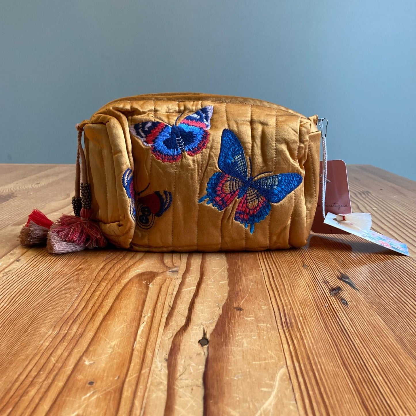 Johnny Was Paradiso Quilted Makeup Bag Butterfly Cosmetic Purse NEW 1017LJ