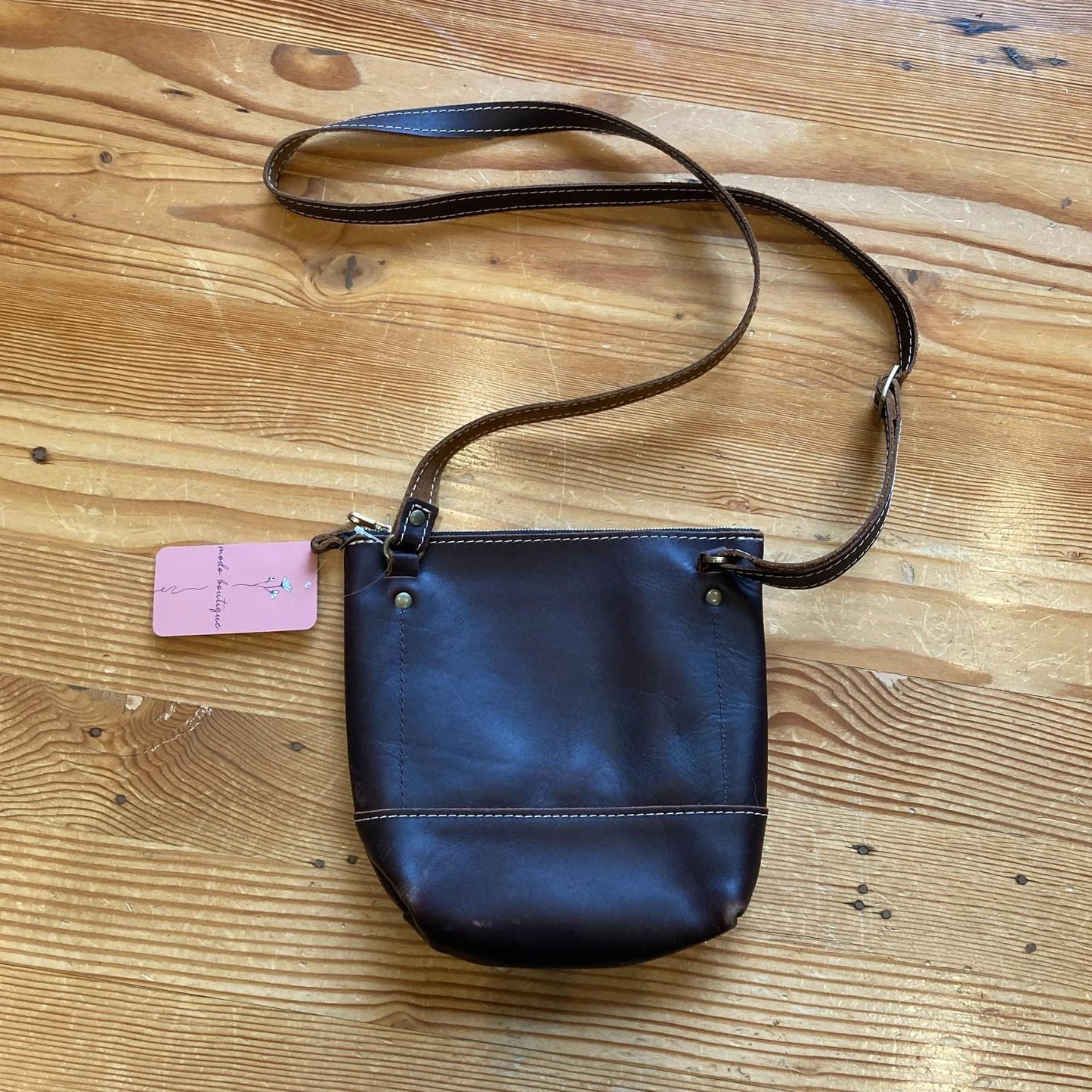 Portland Leather Goods Dark Brown Leather Crossbody Top Zip Purse Bag 0201KO