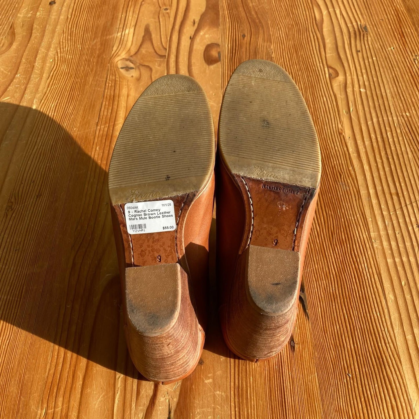 9 - Rachel Comey Cognac Brown Leather Mars Mule Bootie Shoes 0504AK