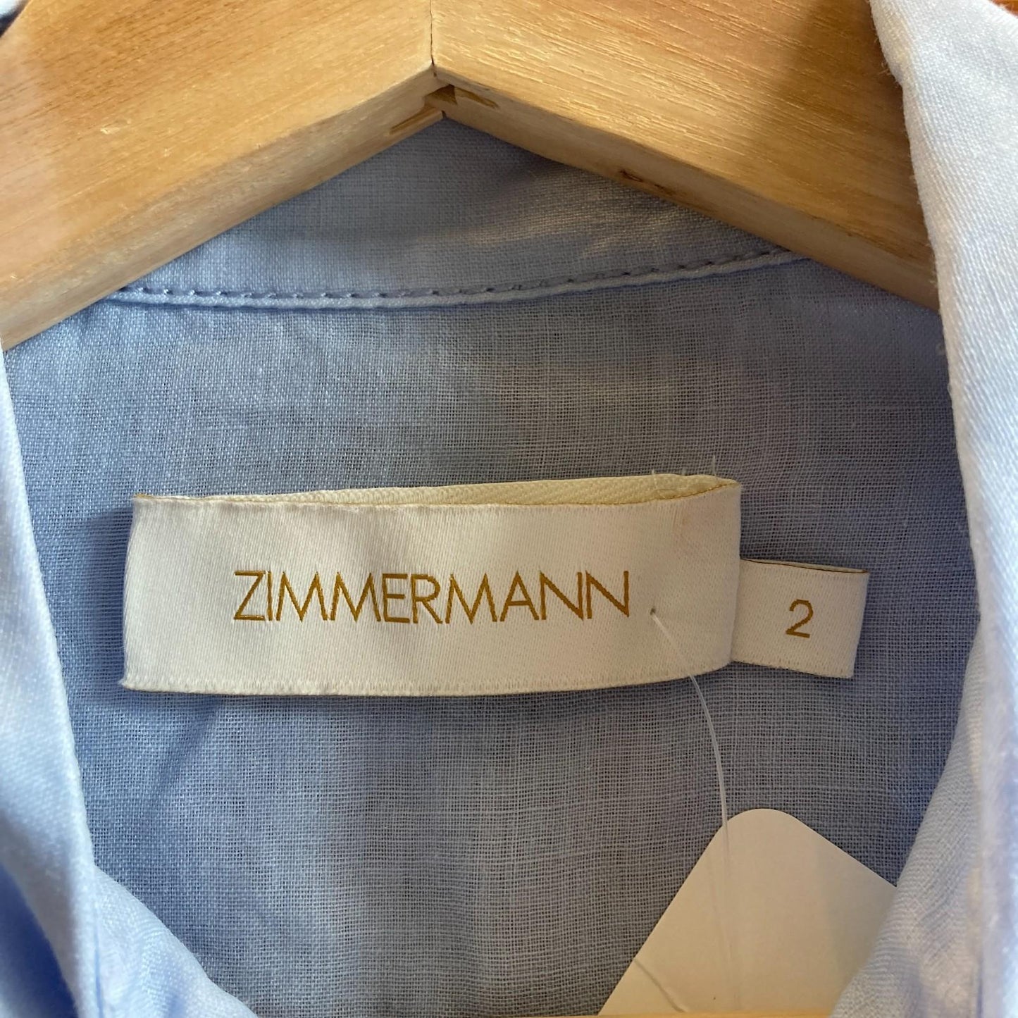 2 / M - Zimmerman Blue Semi Sheer Button Front Long Sleeve Tama Shirt 0419NR