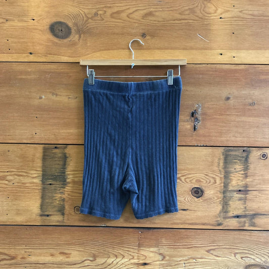 S - Rudy Jude Navy Blue Pointelle Knit Elastic Waist Unisex Shorts 0312IG