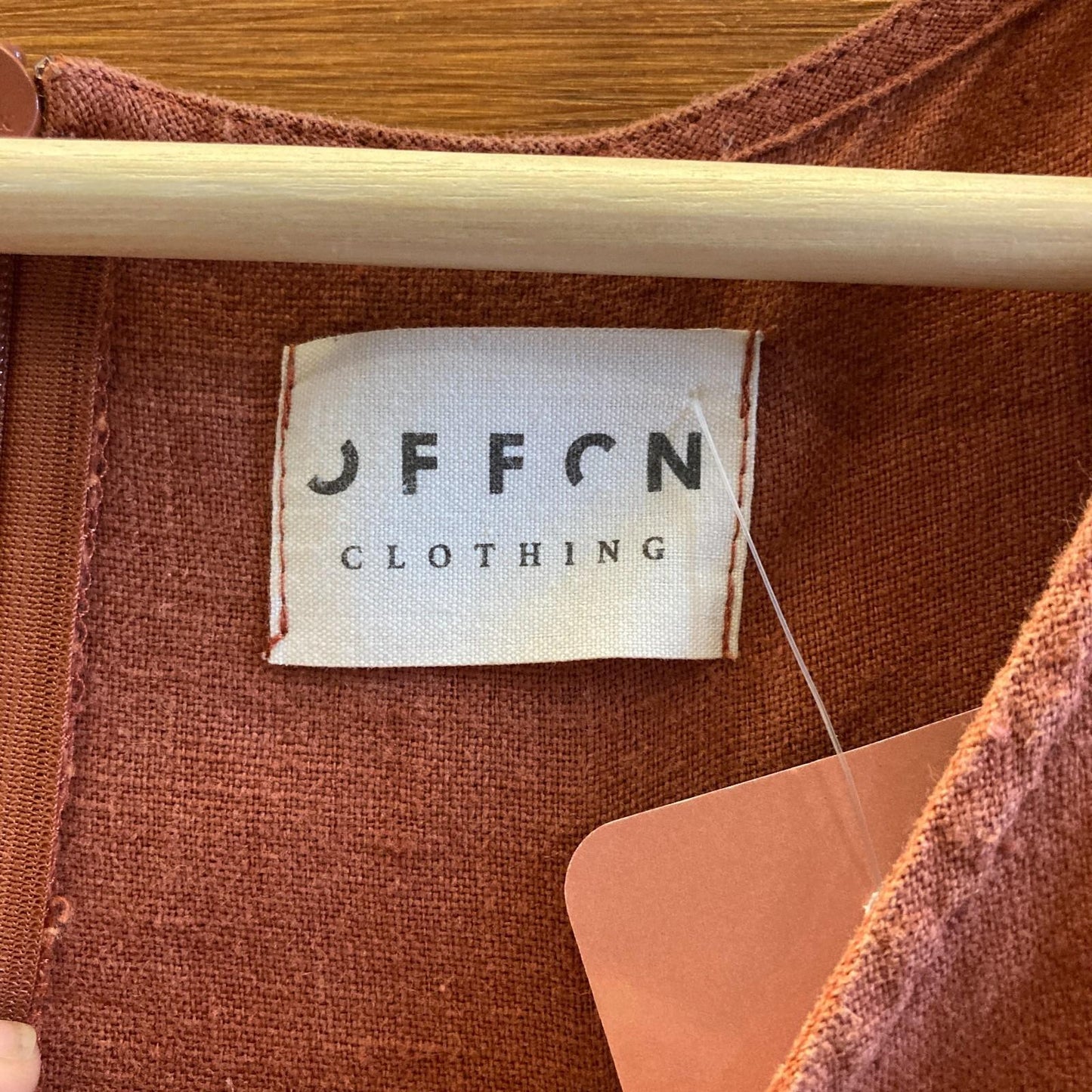 S - OffOn Burnt Orange Handmade Short Sleeve Linen Jumpsuit 1027SW