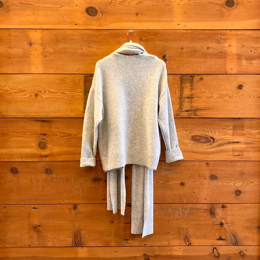 O/S - by Anthropologie Heather Gray NEW $148 Cardigan Sweater w/ Scarf 0530JF