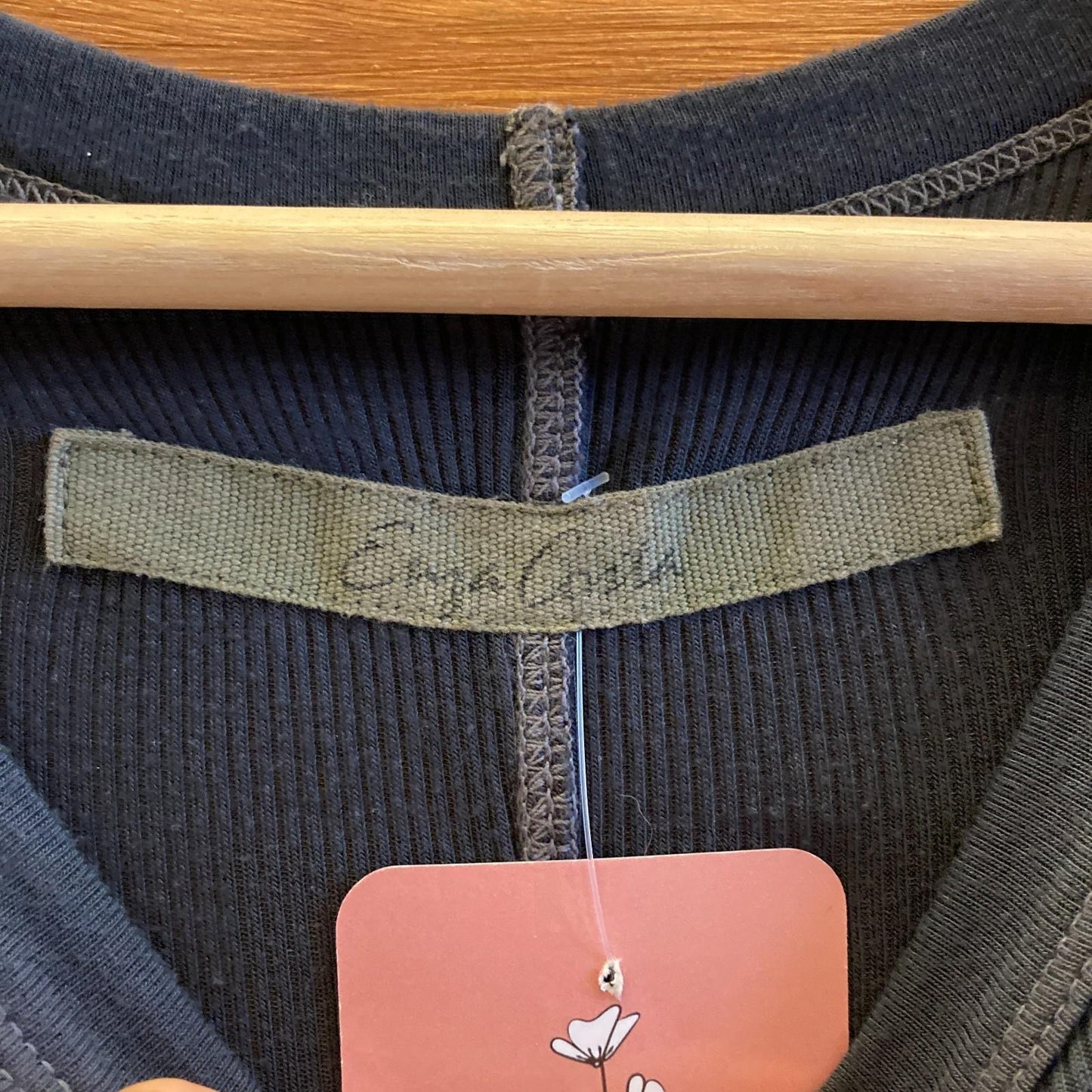 L - Enza Costa Dark Gray Ribbed Knit Short Sleeve Maxi T-Shirt Dress 1027SW