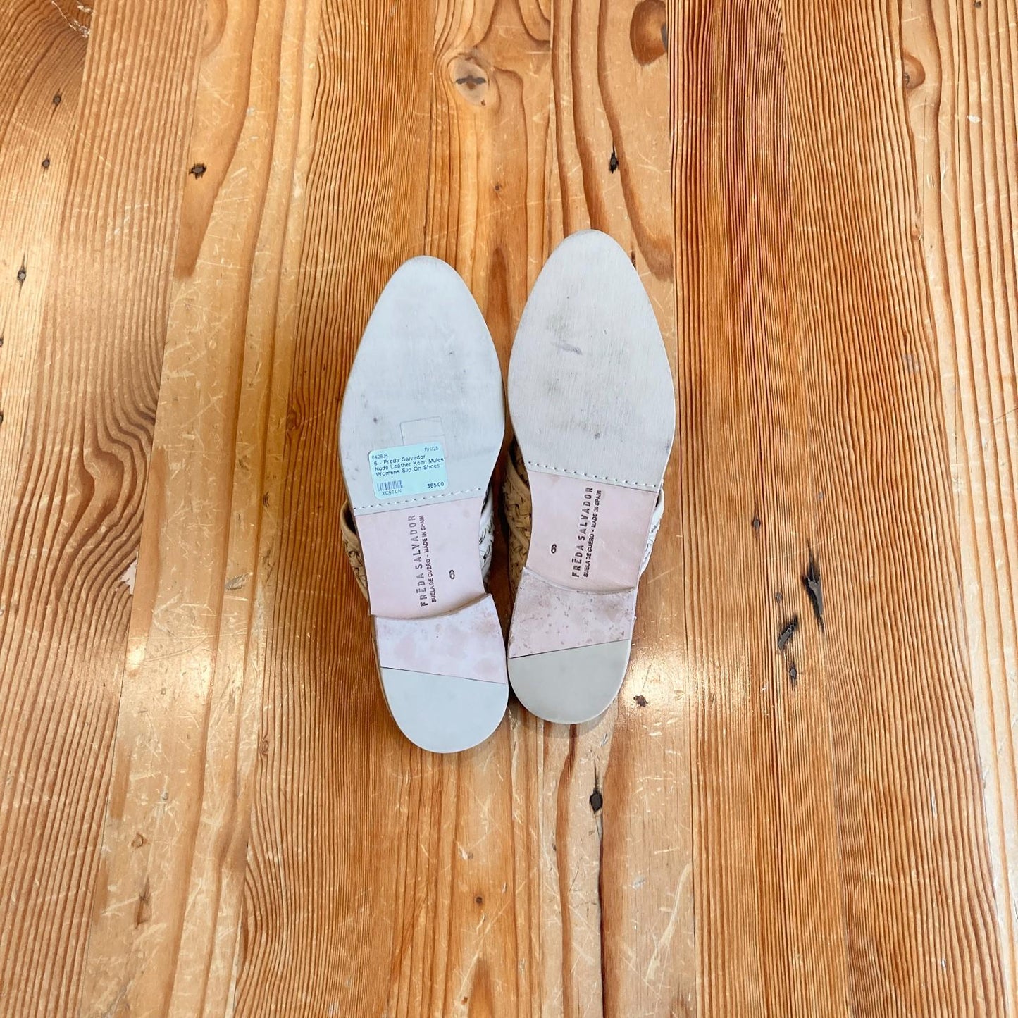 6 - Freda Salvador Nude Leather Keen Mules Womens Slip On Shoes 0426JR