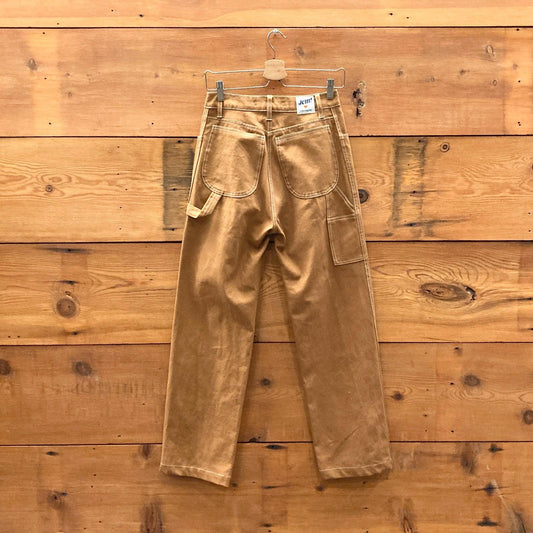 2 - Jem! $325 Brown Top Stitched High Waisted Straight Leg Painters Pants 0312IG