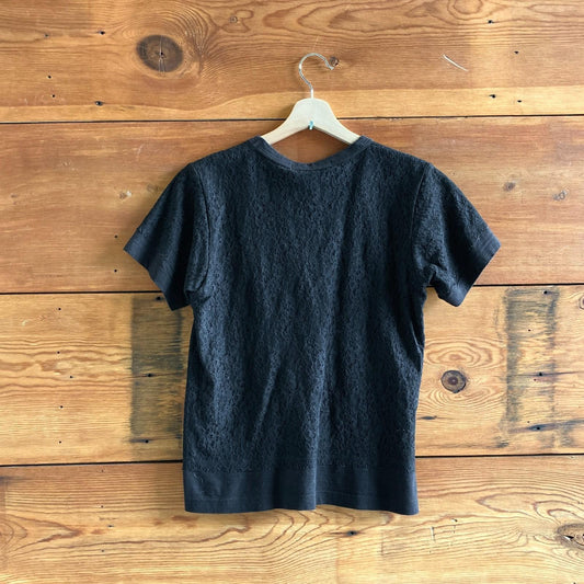 M - Comme Des Garcons Black Lace Short Sleeve Crew Neck Shirt Top 0808BB