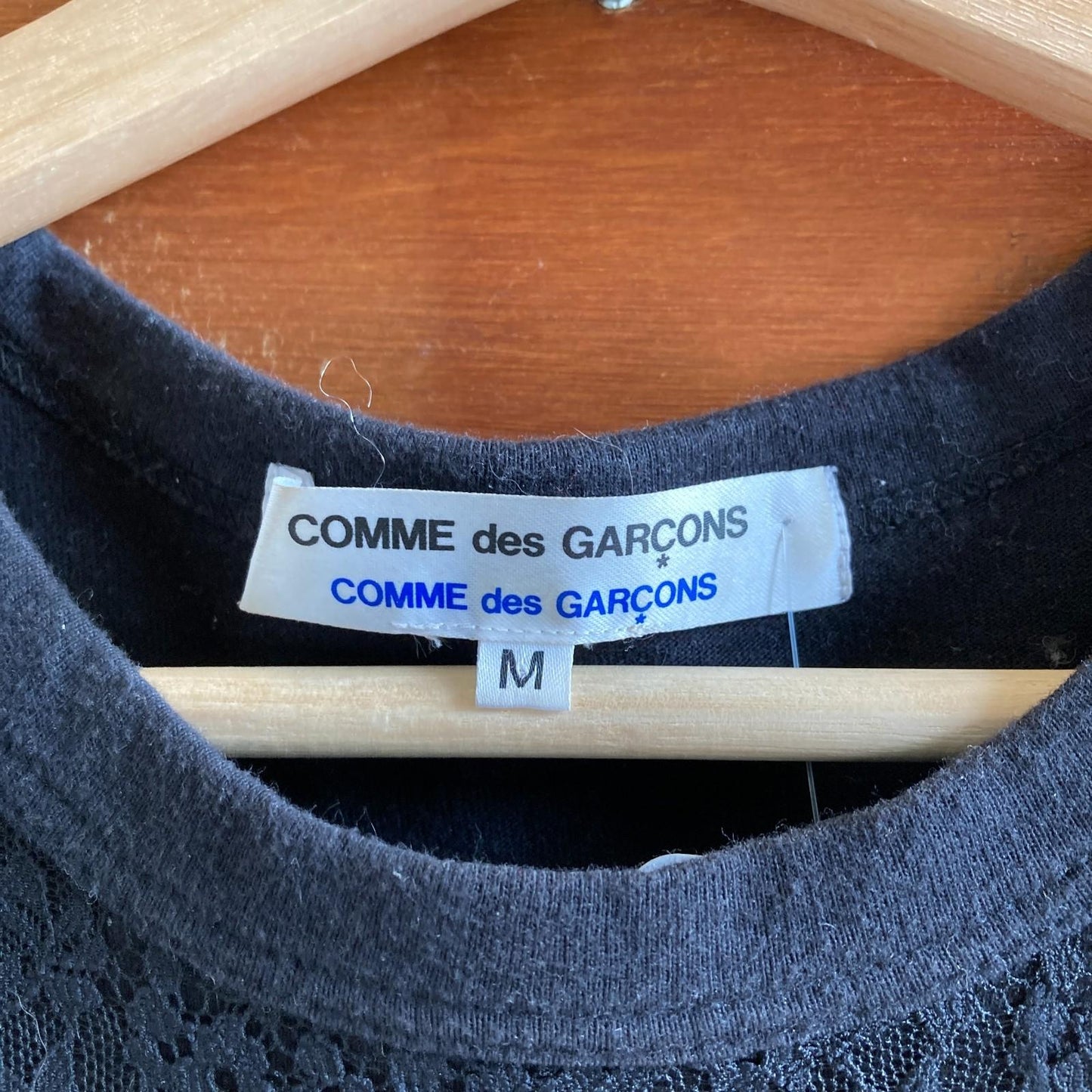 M - Comme Des Garcons Black Lace Short Sleeve Crew Neck Shirt Top 0808BB