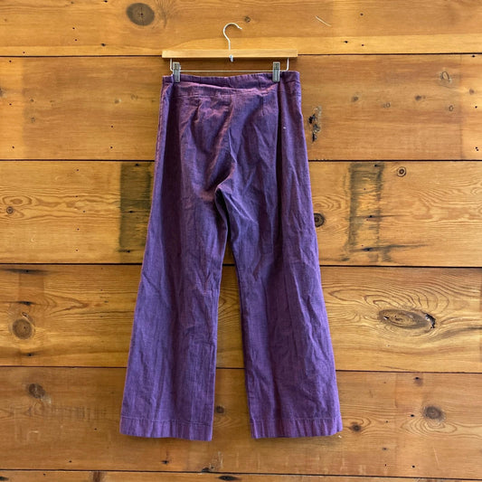 L - Prairie Underground Purple Stretch Cotton High Rise Wide Leg Pants 0806TK