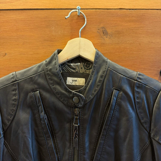 XS - June Dark Brown Leather Womens Vintage Fitted Silk Lined Jacket 0527LW