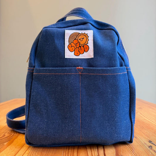 Big Bud Press Dark Wash Denim Zip Top Mini Backpack Bag 0607CC