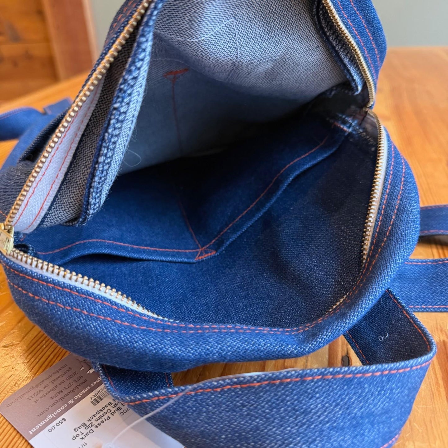 Big Bud Press Dark Wash Denim Zip Top Mini Backpack Bag 0607CC