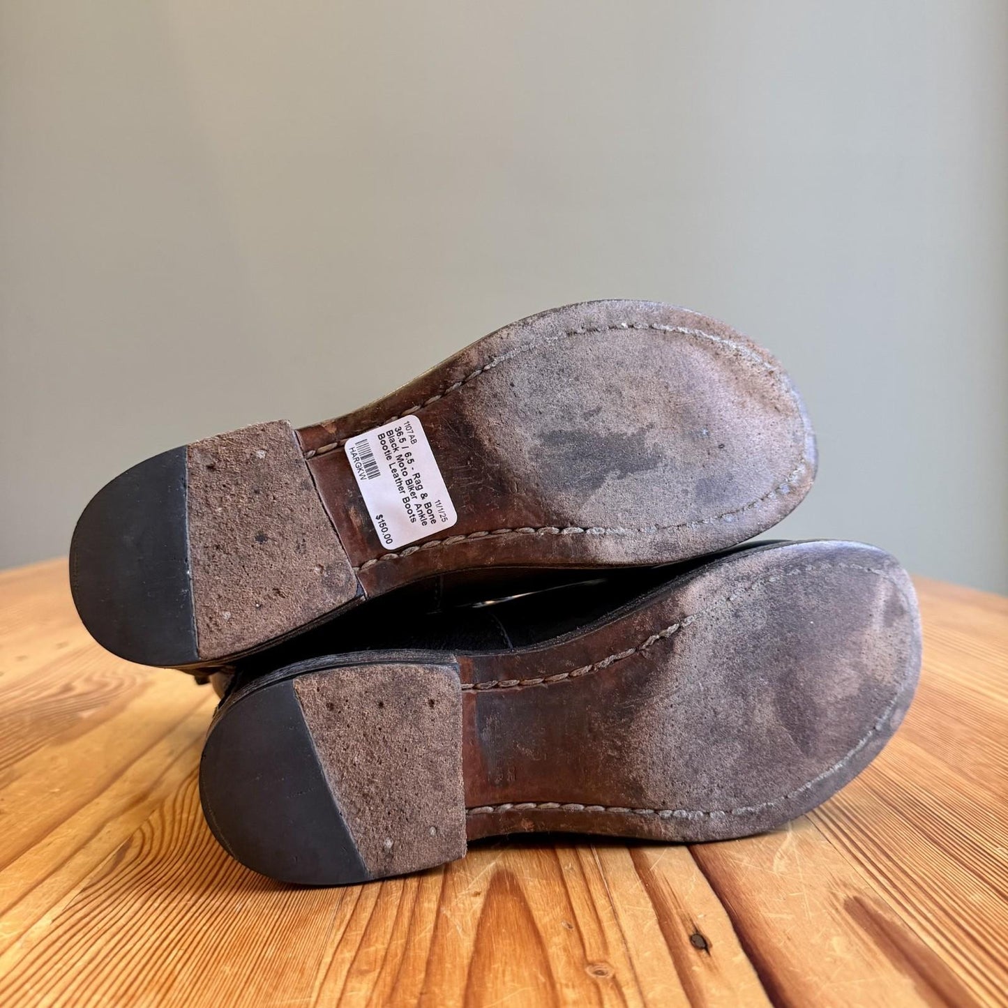 36.5 / 6.5 - Rag & Bone Black Moto Biker Ankle Bootie Leather Boots 1107AB