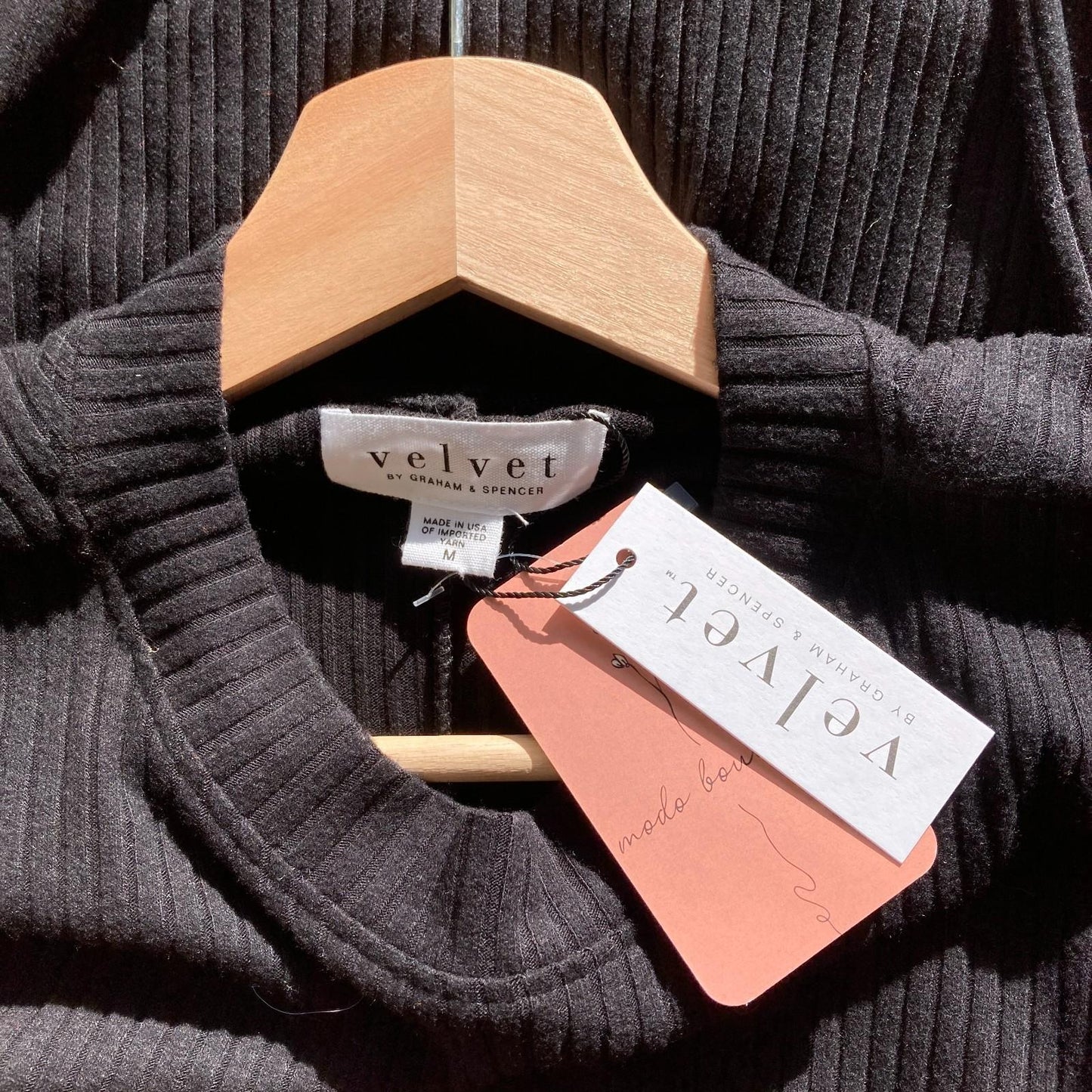 M - Velvet Graham & Spencer NEW Black Ribbed Long Sleeve Maxi Dress 4427SC