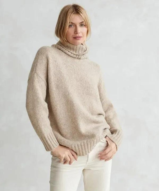 S - Jenni Kayne Oatmeal Cocoon Baby Alpaca Blend Turtleneck Sweater 0916VB