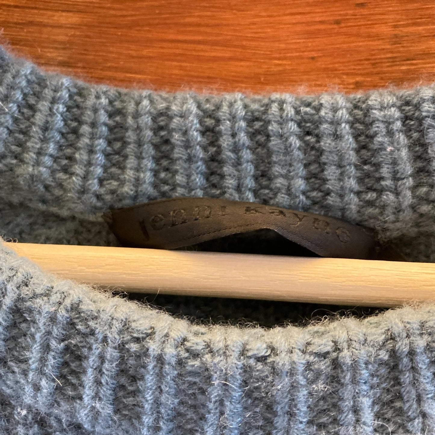 M - Jenni Kayne Muted Blue Ribbed Cashmere Fisherman Sweater 0721DK