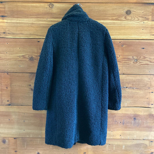 M - J. Crew Large Black Teddy Sherpa Boucle Faux Shearling Coat AB913 1122KP