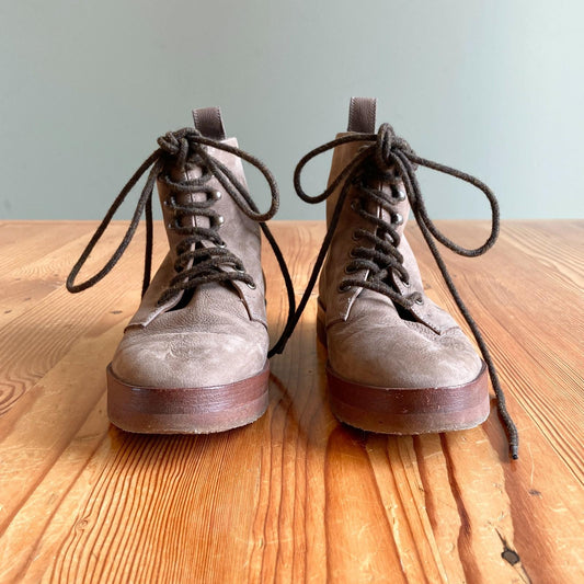 38 / 7.5 - Jenni Kayne Canyon Brown Suede Lace Up Boots 1128SD