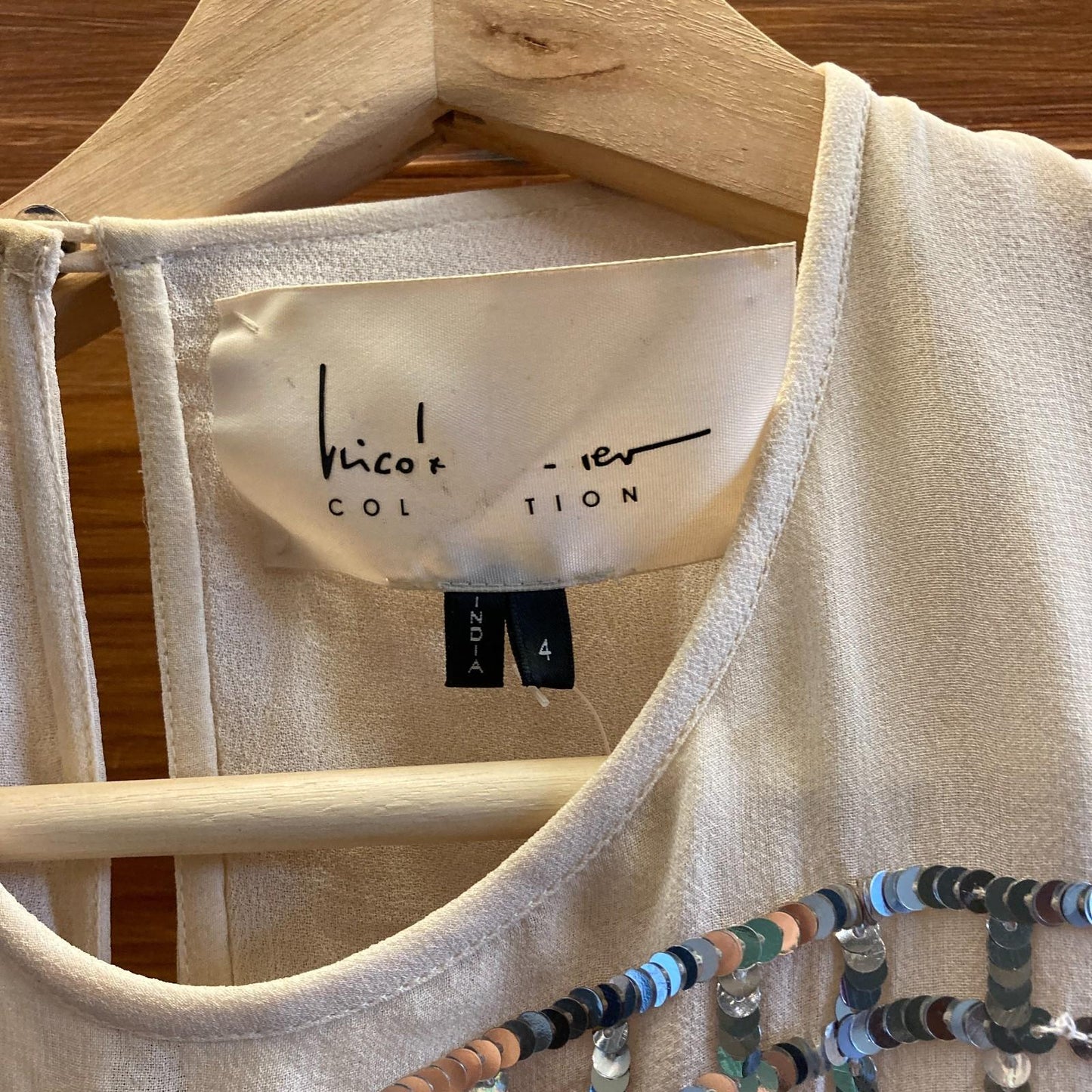 4 - Nicole Miller Collection Ivory Silver Sequined Holiday Shift Dress 1125RS