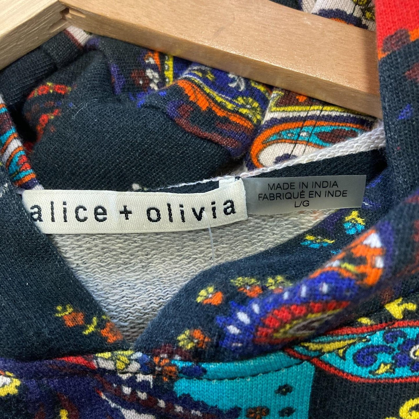 L - Alice + Olivia Royalty Paisley I Do Whatever I Want Hoodie Sweatshirt 0503MC