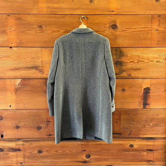 14 - Lauren Ralph Lauren Herringbone Gray Wool Button Up Long Top Coat 0530JF