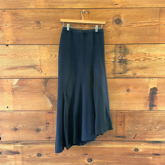 M - Comme des Garcons Made in Japan 100% Wool Midi Sheer Panel Skirt 1204KS