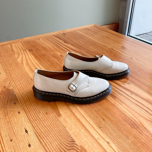 37 / 6 - Dr. Martens Smooth White Leather Agnes Pointed Monk Strap Shoes 1203TR