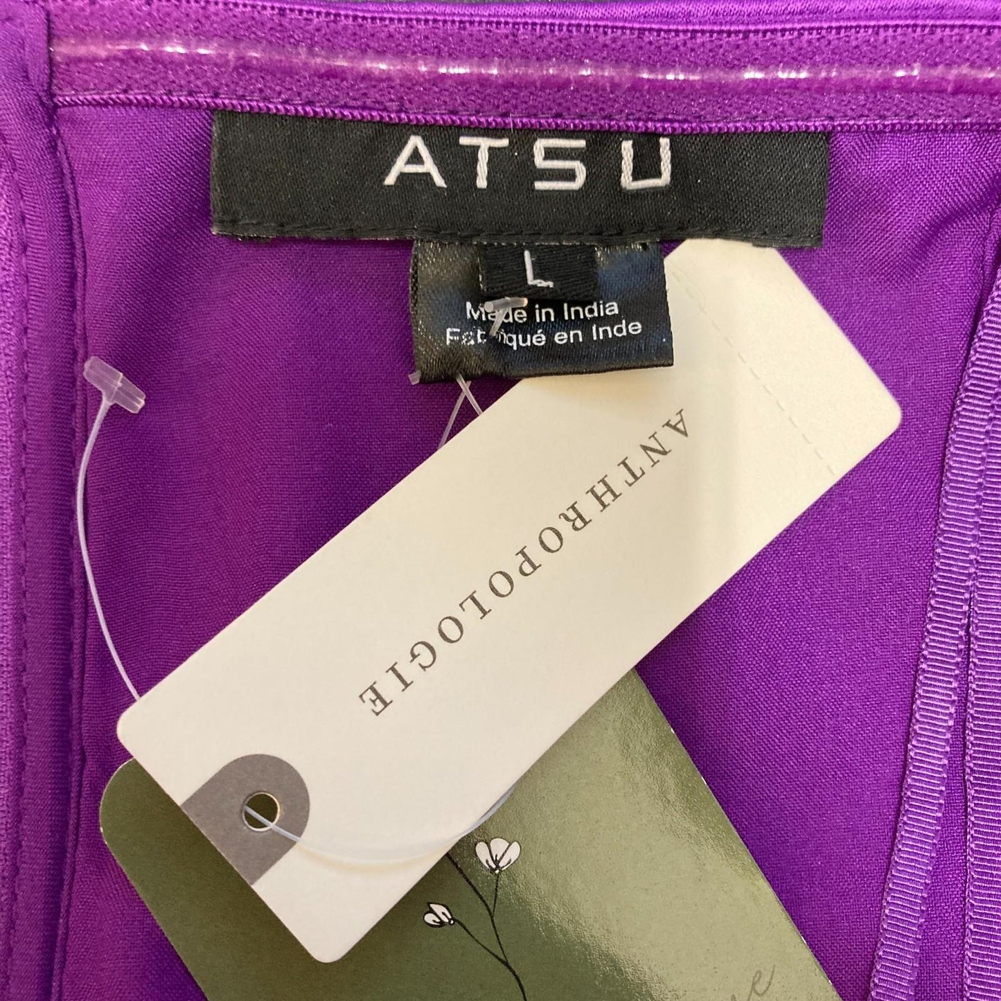 L - ATSU Purple Strapless NEW $168 Giant Bow Holiday Tube Top Shirt 1215KM