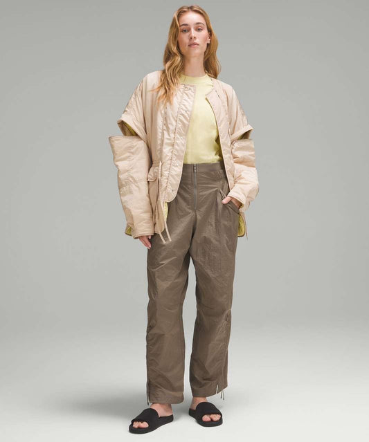 S - Lululemon $298 Khaki Insulated Convertible Sleeve Snap Button Coat 0920PW