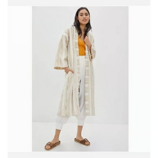 XS Petite - Ollari Anthropologie Cream Kimono Renee Duster Sweater Coat 0519RK